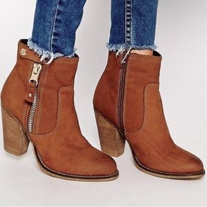 Aldo Olenella Brown Zipper Side Ankle Boots Size 6.5